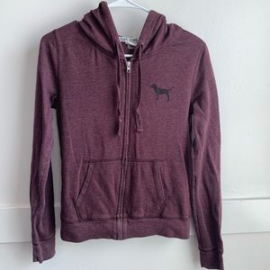 Victoria's Secret Pink Maroon & Black Full Zip Hoodie
